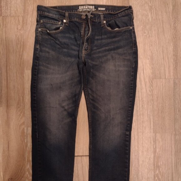 Signature Levi Strauss Navy blue mens skinny jeans size 36x 32 in good condition - Picture 1 of 6
